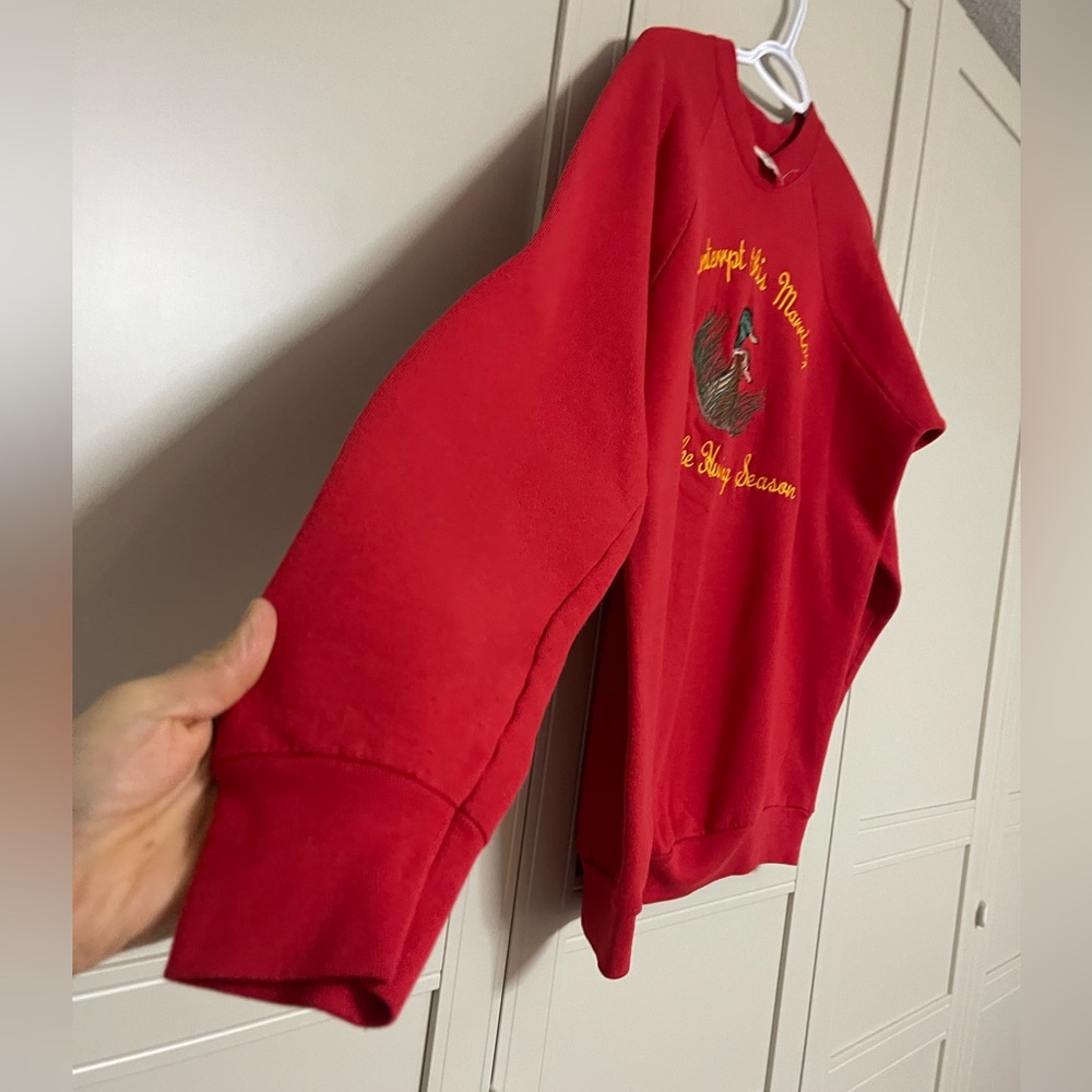 Vintage 1980’s  Single Stitch Fruit of The Loom Embroidered Hunting Crewneck - Picture 3 of 7